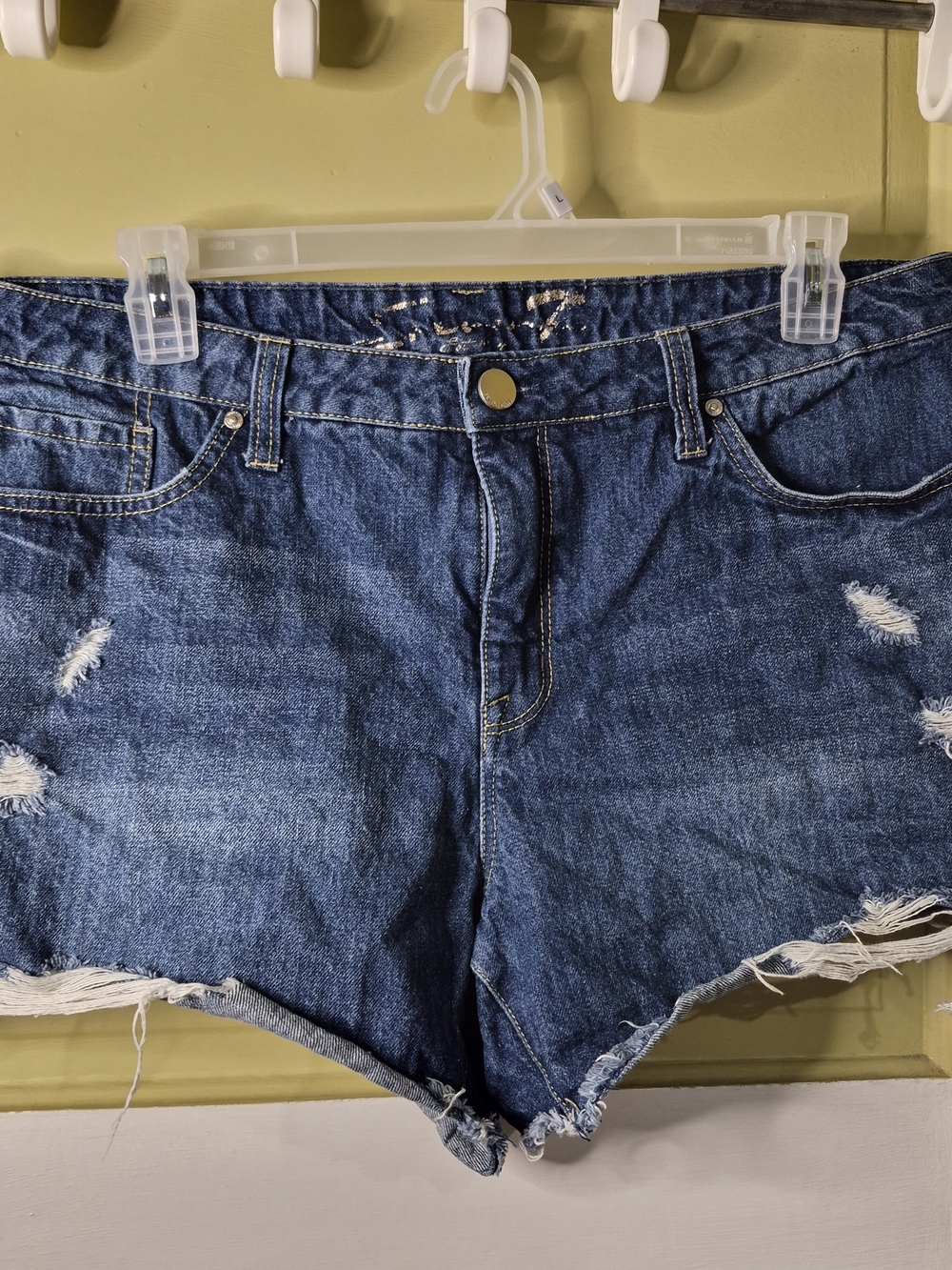 Seven7 Distressed Blue Denim Cutoff Shorts Jorts